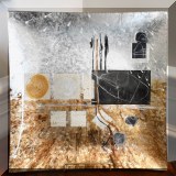 D53. Decoupage limited edition glass tray. Signed S. Ward. 12” x 12” - $24